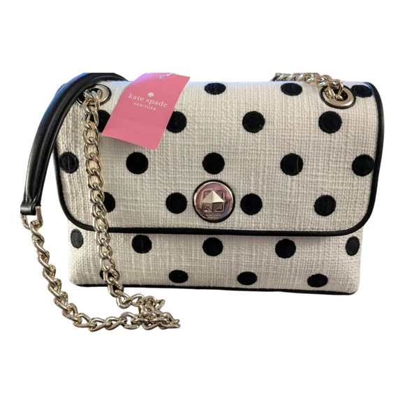 NWT still in bag Kate Spade Natalia Medium Flap Shoulder purse Polka Dot - Picture 1 of 10